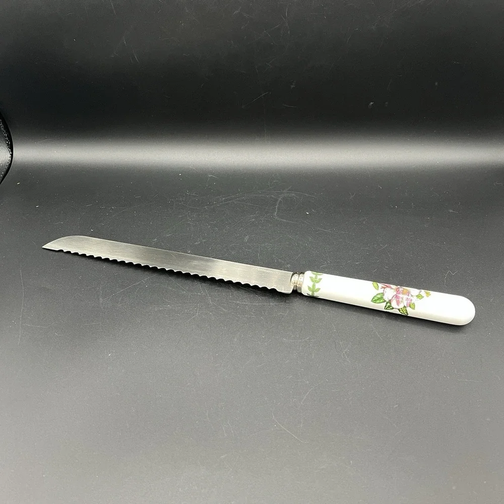 Portmeirion‎ Botanic garden Serrated Bread Knife Floral Design Porcelain Handle